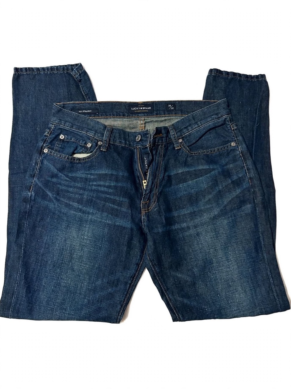 Lucky Brand 221 Straight Jeans Mens 32x32 Dark Wash Slim Straight